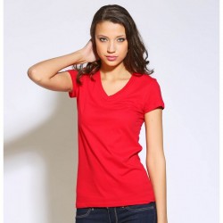 Plain V-Neck T-shirt Jersey short Sleeve Bella 120 GSM